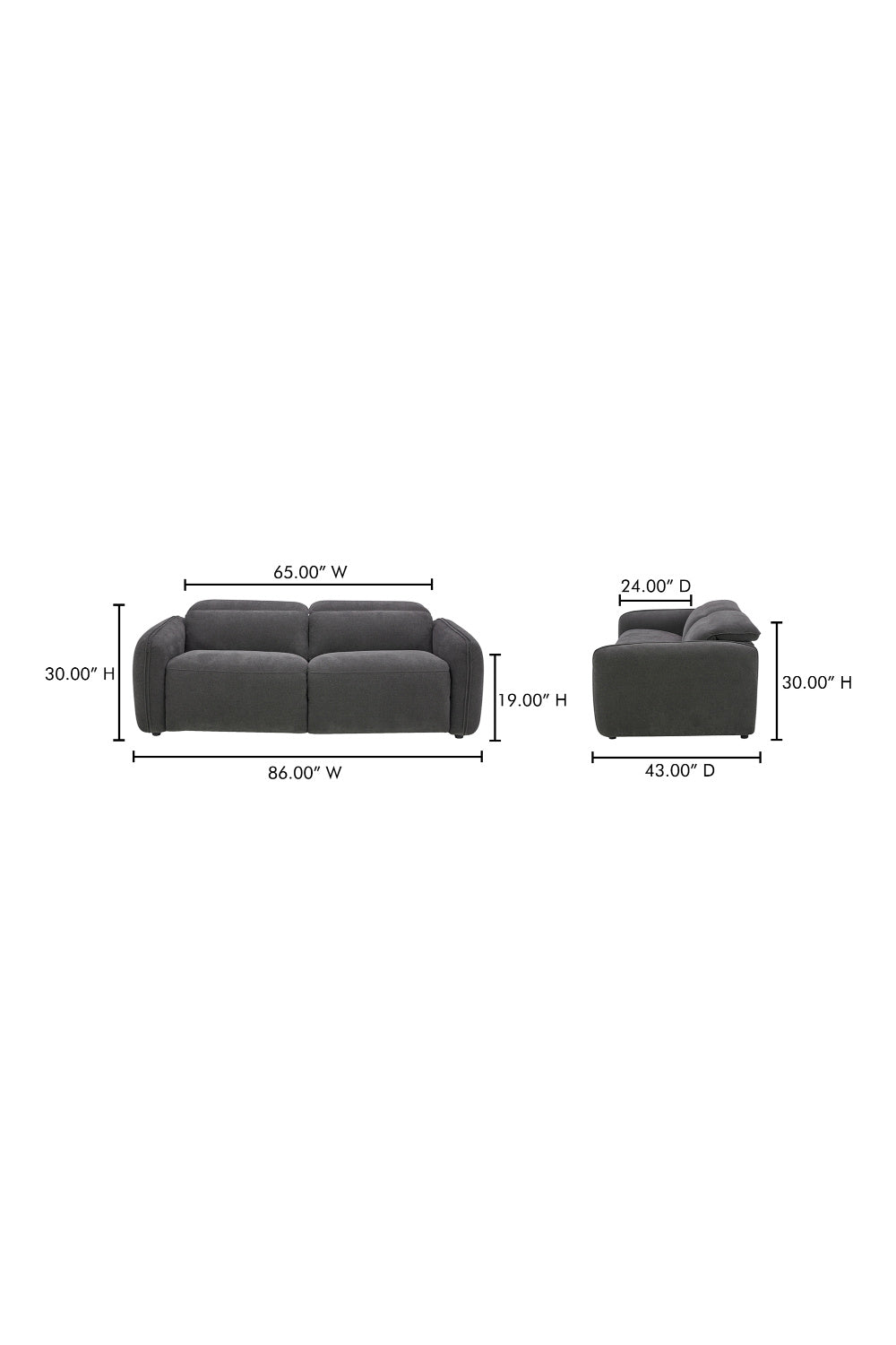 Modern European furniture - Gray Power Recliner Sofa - www.oroa.com