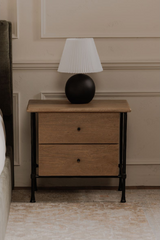 Modern European furniture - Wire-Brushed Acacia 2-Drawer Nightstand - www.oroa.com