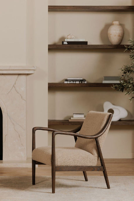 Modern European furniture - Beige Shearling Accent Chair - www.oroa.com