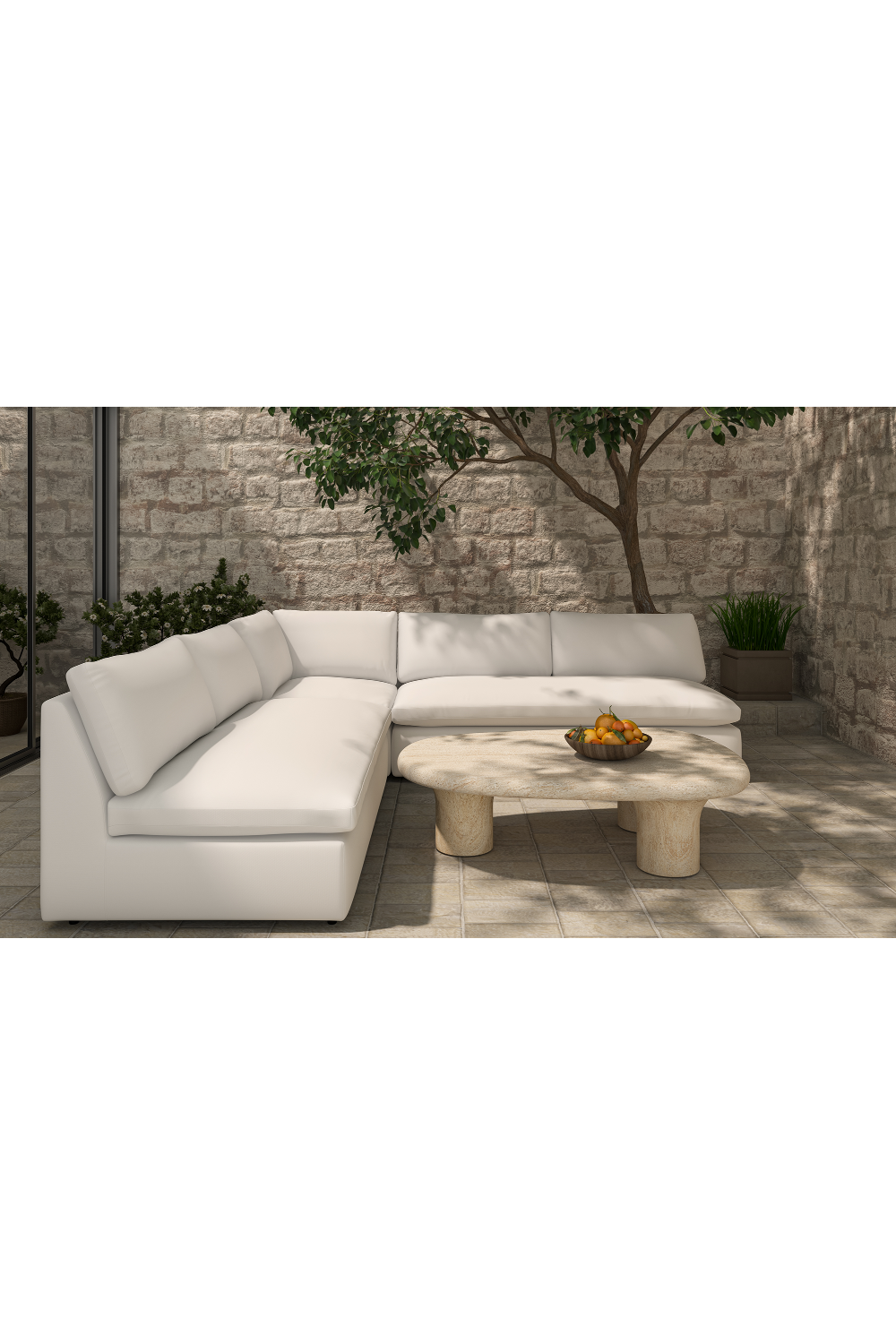 Modern European furniture - 5-Piece White Outdoor Modular Sofa - www.oroa.com