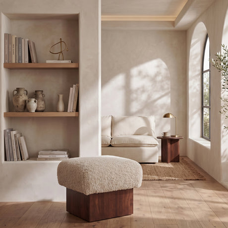 Mango Wood Base Ottoman | Novi Living Serge