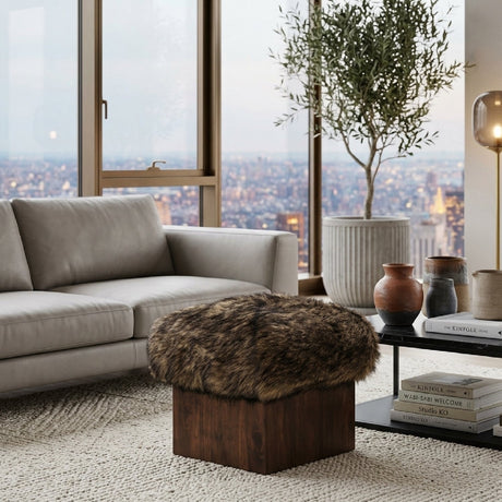 Mango Wood Base Ottoman | Novi Living Serge