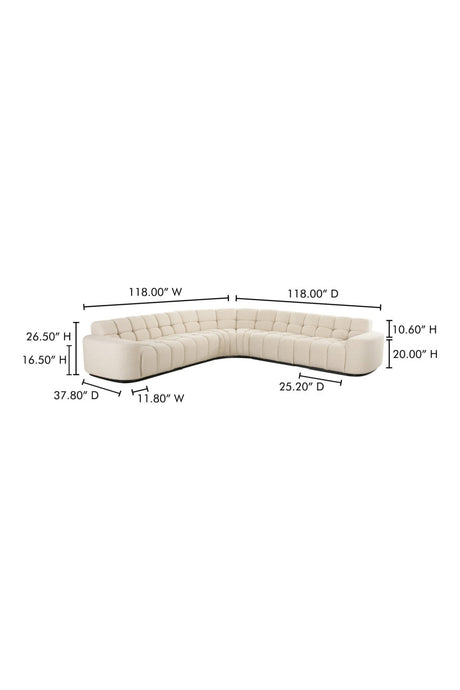 Modern European furniture - Square-Tufted L-Shaped Sectional Sofa - www.oroa.com