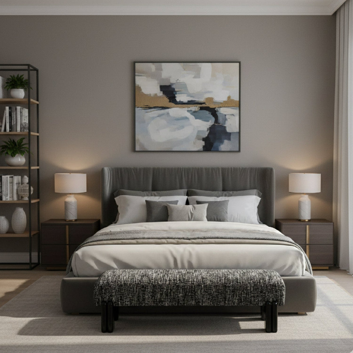 Modern European furniture - Textured Fabric Bench - www.oroa.com