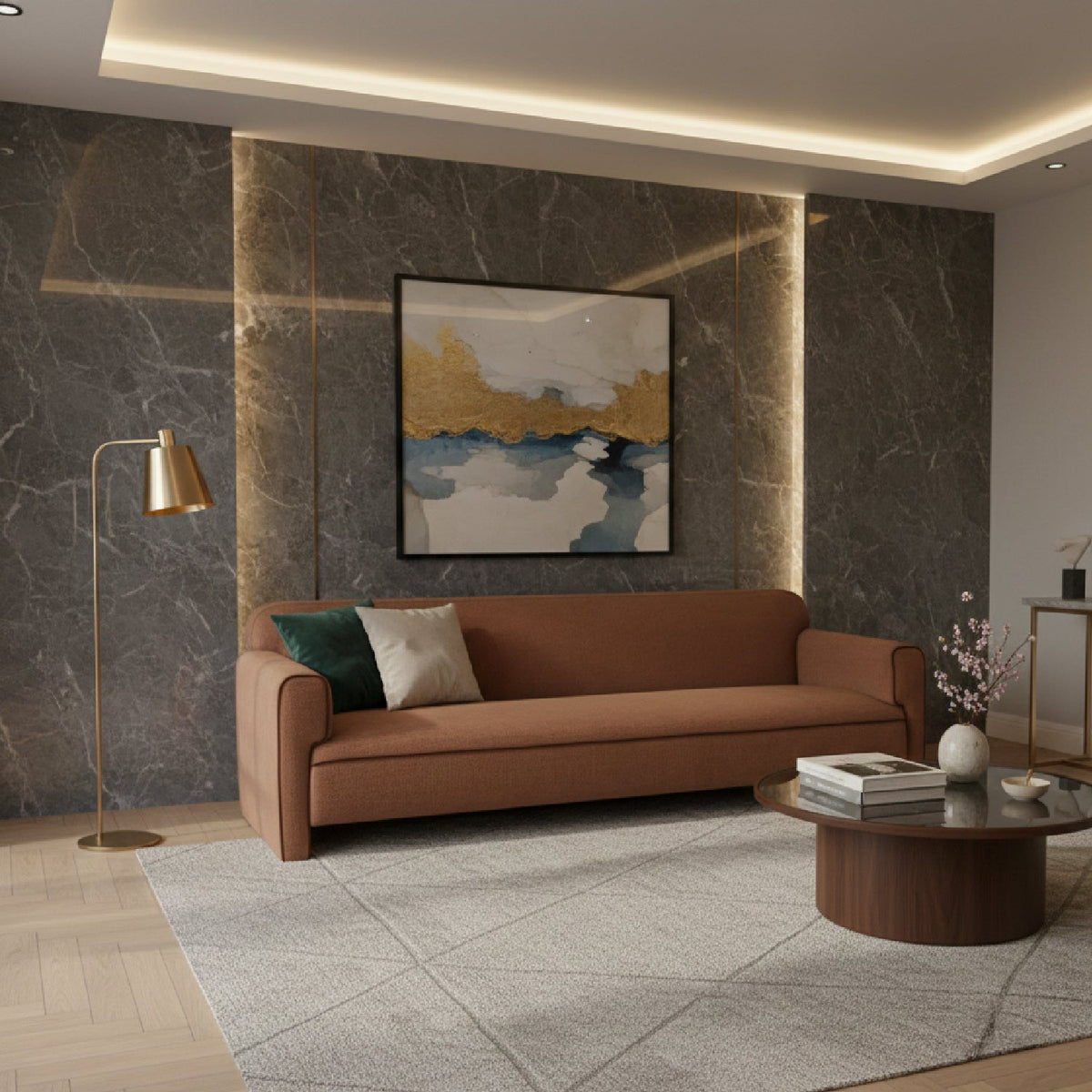Modern European furniture - Rolled Arm Modern Sofa - www.oroa.com
