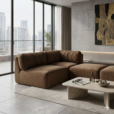 Modern European furniture - Chenille Corner Sofa - www.oroa.com