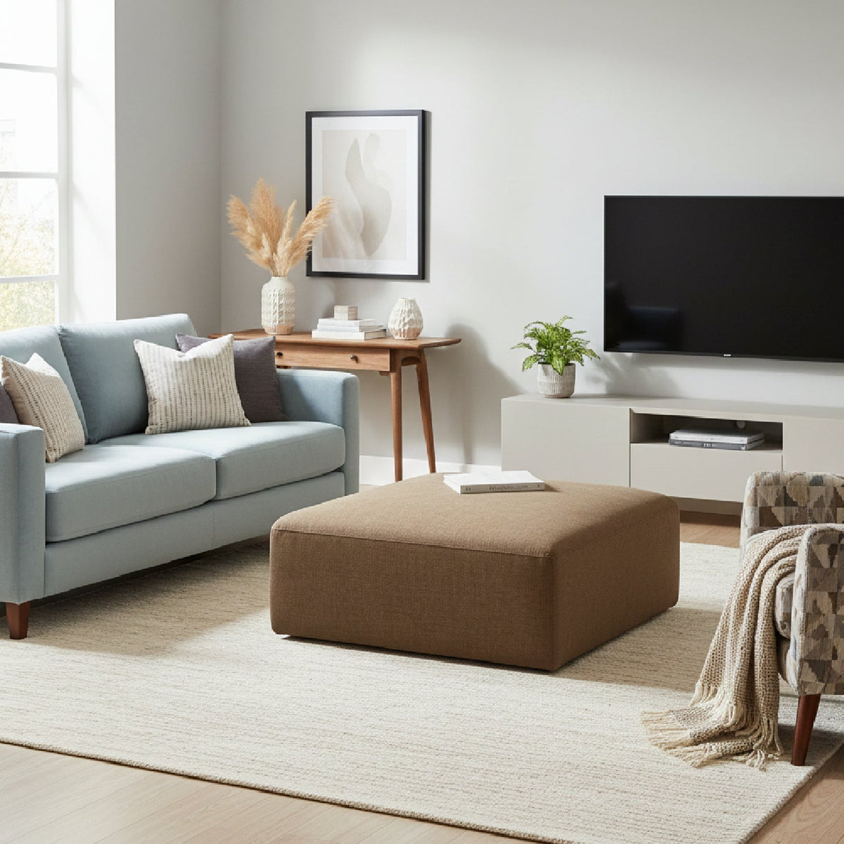 Modern European furniture - Chenille Square Ottoman - www.oroa.com