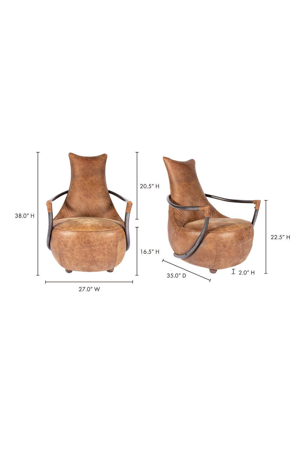 Modern European furniture - Brown Leather Club Chair - www.oroa.com