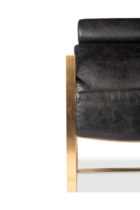 Modern European furniture - Black Leather Occasional Chair - www.oroa.com