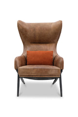 Modern European furniture - Brown Leather Wingback Accent Chair - www.oroa.com