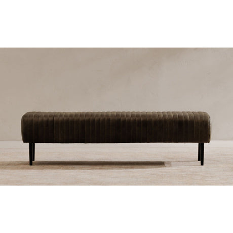 Modern European furniture - Quilted Green Leather Bench - www.oroa.com