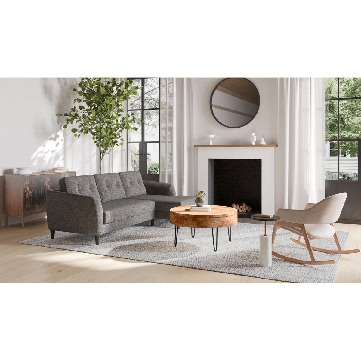 Modern European furniture - VIntage Look Wooden Sideboard - www.oroa.com