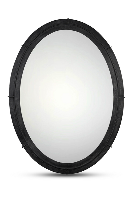 Modern European furniture - Aged Black Oval Mirror - www.oroa.com