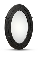 Modern European furniture - Aged Black Oval Mirror - www.oroa.com