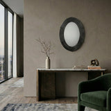 Modern European furniture - Aged Black Oval Mirror - www.oroa.com