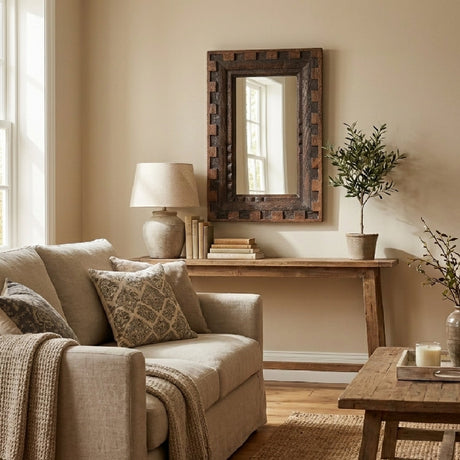 Modern European furniture - Brown Mango Wood Mirror - www.oroa.com