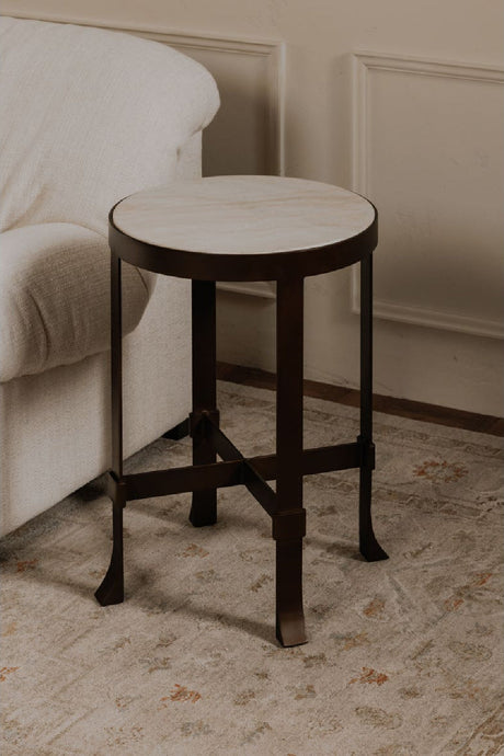 Modern European furniture - Round Travertine Accent Table - www.oroa.com