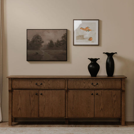 Modern European furniture - Brown Oak 2-Drawer 4-Door Sideboard - www.oroa.com