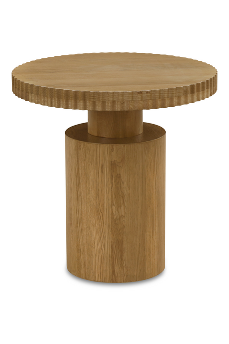 Modern European furniture - Fluted Round Oak Side Table - www.oroa.com