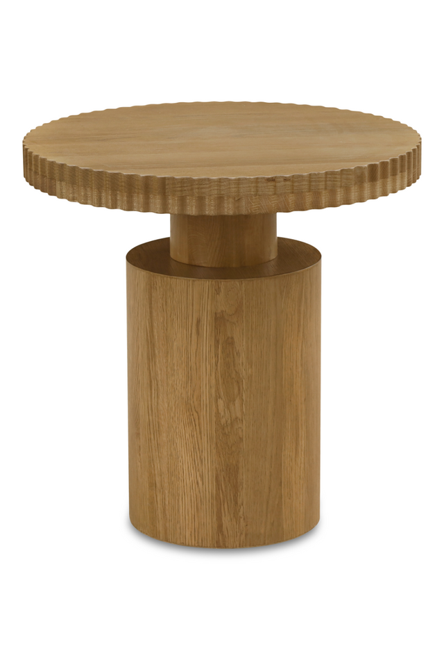 Modern European furniture - Fluted Round Oak Side Table - www.oroa.com