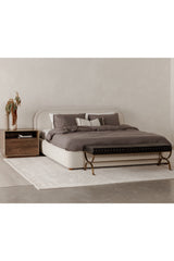 Modern European furniture - Cream Velvet King Bed - www.oroa.com