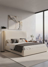 Modern European furniture - Beige Linen Blend Bed - www.oroa.com