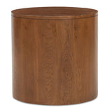 Modern European furniture - Brown Oak Round 2-Drawer Nightstand - www.oroa.com