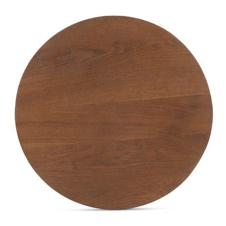 Modern European furniture - Brown Oak Round 2-Drawer Nightstand - www.oroa.com