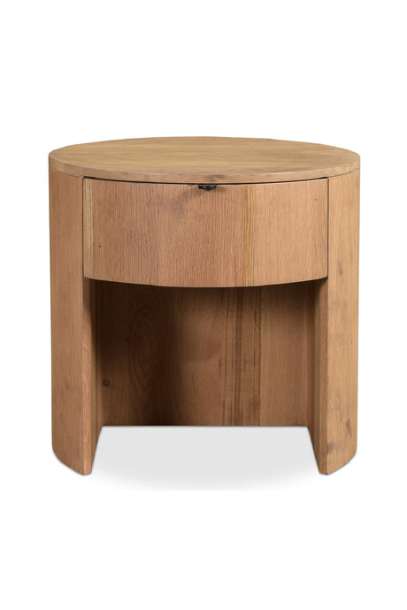 Modern European furniture - Oak Round 1-Drawer Nightstand - www.oroa.com