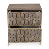 Modern European furniture - Gray Patterned 2-Drawer Nightstand - www.oroa.com