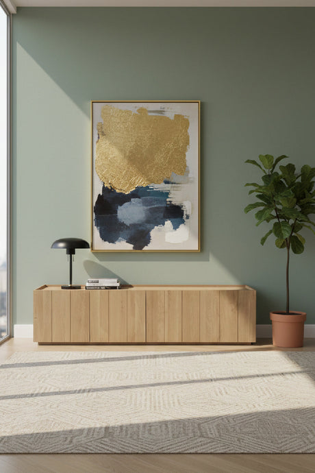 Modern European furniture - Natural Oak 4-Door Media Cabinet - www.oroa.com
