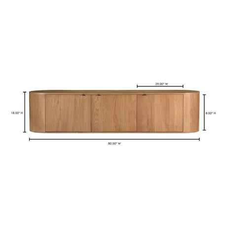 Modern European furniture - Natural Oak 3-Door Media Bench - www.oroa.com