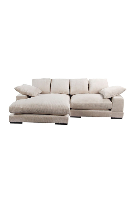 Modern European furniture - White Ribbed Fabric Sectional Sofa - www.oroa.com