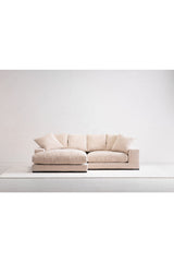 Modern European furniture - White Ribbed Fabric Sectional Sofa - www.oroa.com