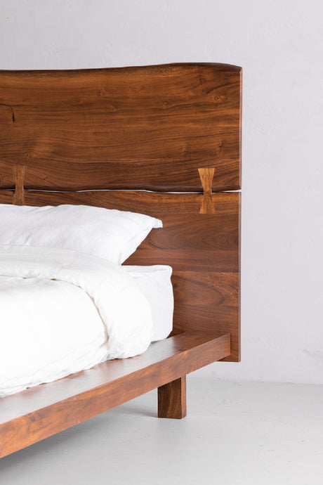 Modern European furniture - Acacia Organic-Edge Headboard Bed - www.oroa.com