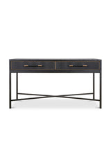 Modern European furniture - Black Vegan Leather Console Table - www.oroa.com