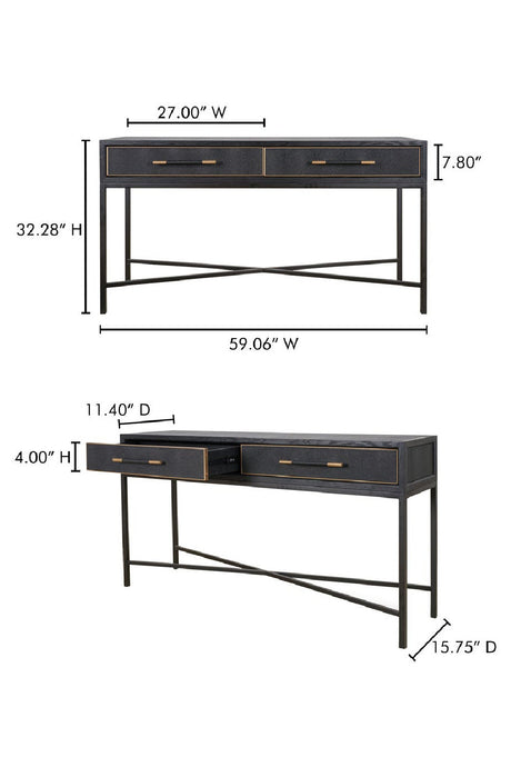 Modern European furniture - Black Vegan Leather Console Table - www.oroa.com