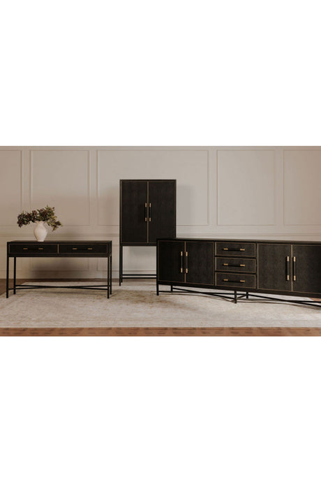 Modern European furniture - Black Vegan Leather Console Table - www.oroa.com