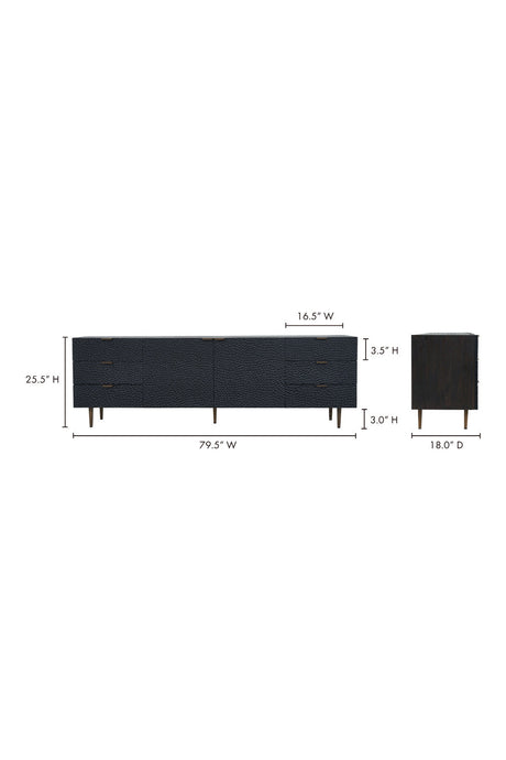 Modern European furniture - Black Relief Carved Sideboard - www.oroa.com