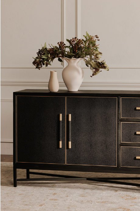 Modern European furniture - Vegan Leather 4-Door Sideboard - www.oroa.com