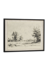 Modern European furniture - Landscape Sketch Print on Linen - www.oroa.com