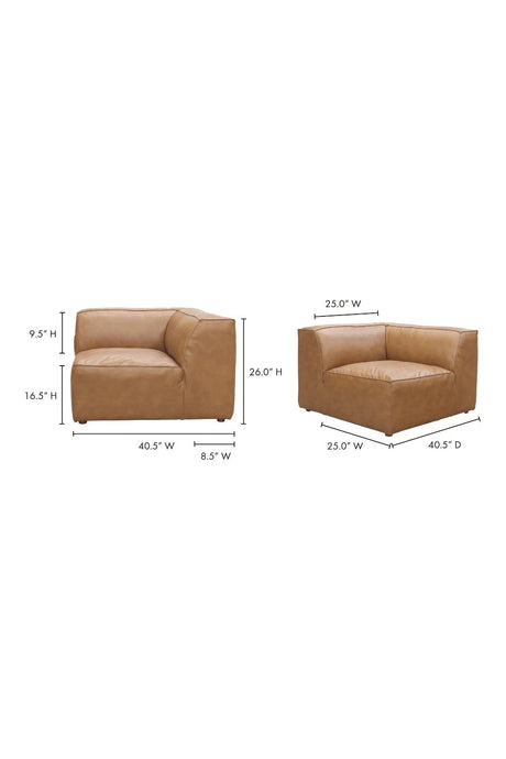 Modern European furniture - Tan Leather Corner Chair - www.oroa.com