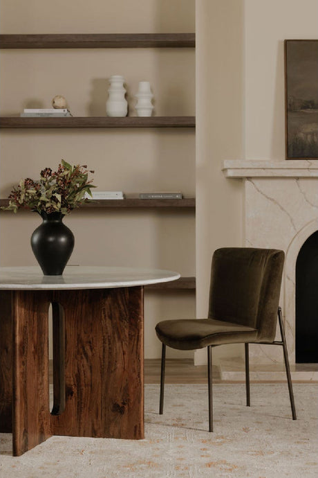 Modern European furniture - Blackened Bronze Frame Dining Chairs (2) - www.oroa.com