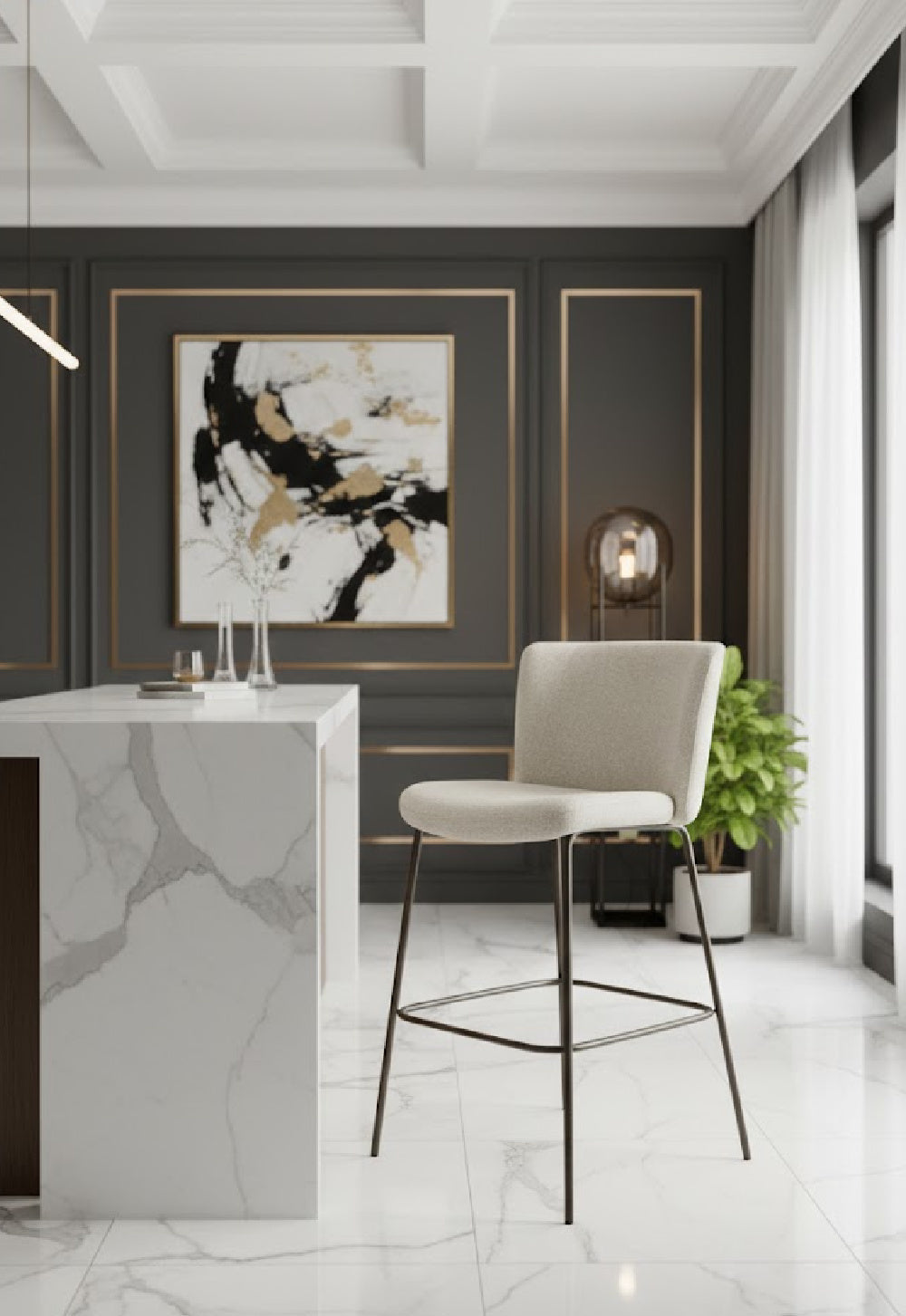 Thin Metal Frame Bar Stool | Novi Living Early - www.oroa.com
