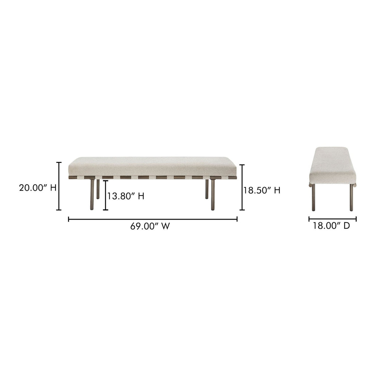 Modern European furniture - Beige Upholstered Dining Bench - www.oroa.com