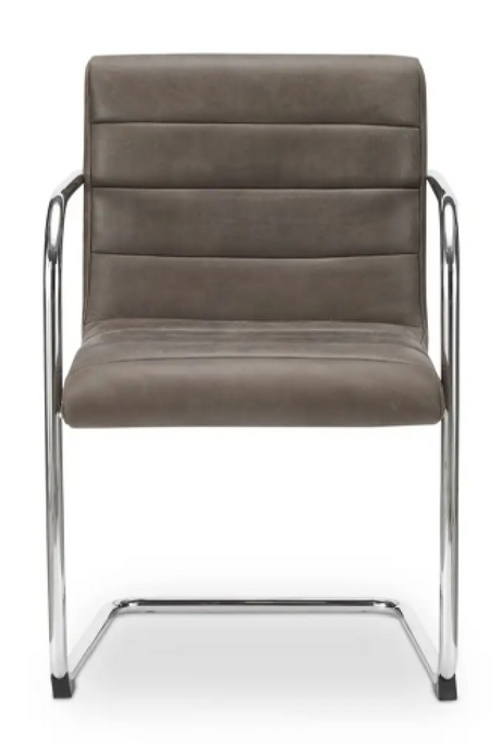 Modern European furniture - Cantilevered Brown Leather Dining Chairs (2) - www.oroa.com