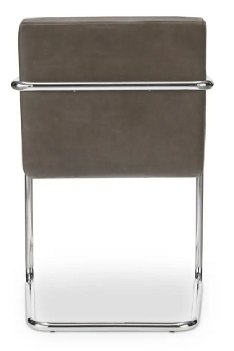 Modern European furniture - Cantilevered Brown Leather Dining Chairs (2) - www.oroa.com