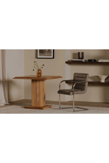 Modern European furniture - Cantilevered Brown Leather Dining Chairs (2) - www.oroa.com