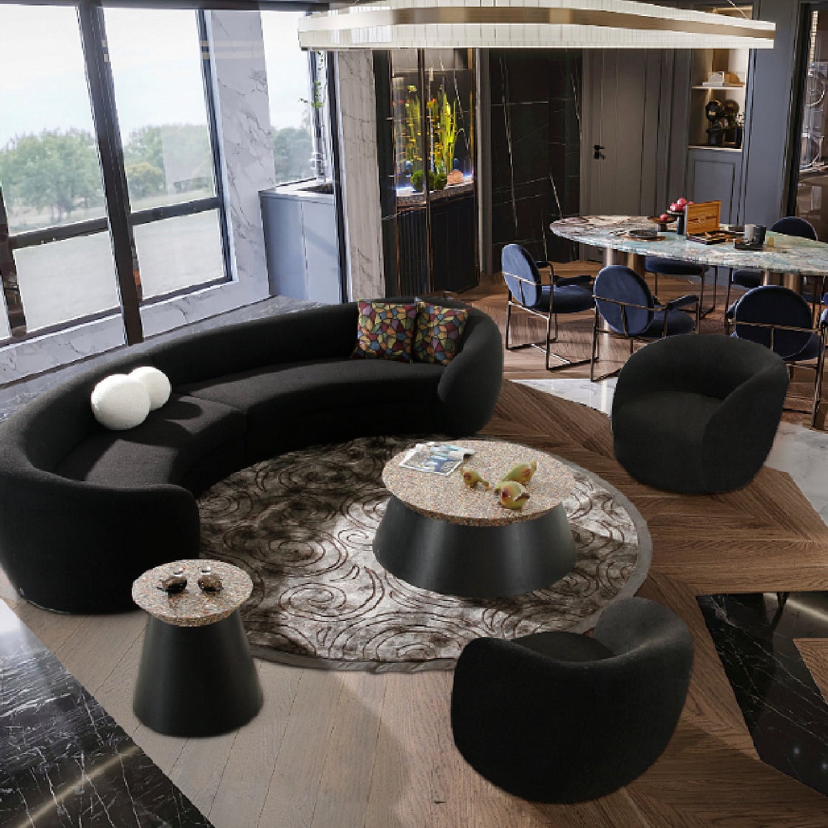 Black Rounded Accent Chair | OROA Modern Molina