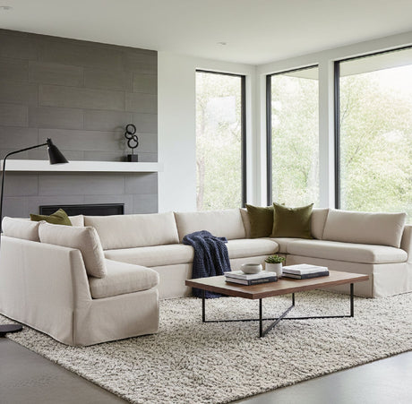 Modern European furniture - Beige U-Shaped Dining Banquette Slipcover L - www.oroa.com